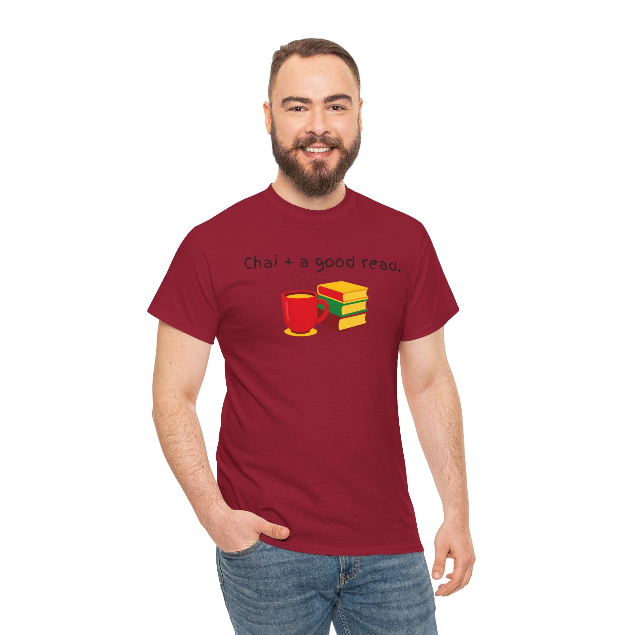 Chai + A Good Read T-Shirt — Tea & Books Graphic Tee for Book Lovers
