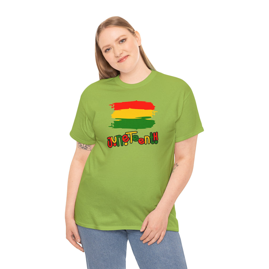Juneteenth Graphic Tee — Rasta Flag Brushstroke Design