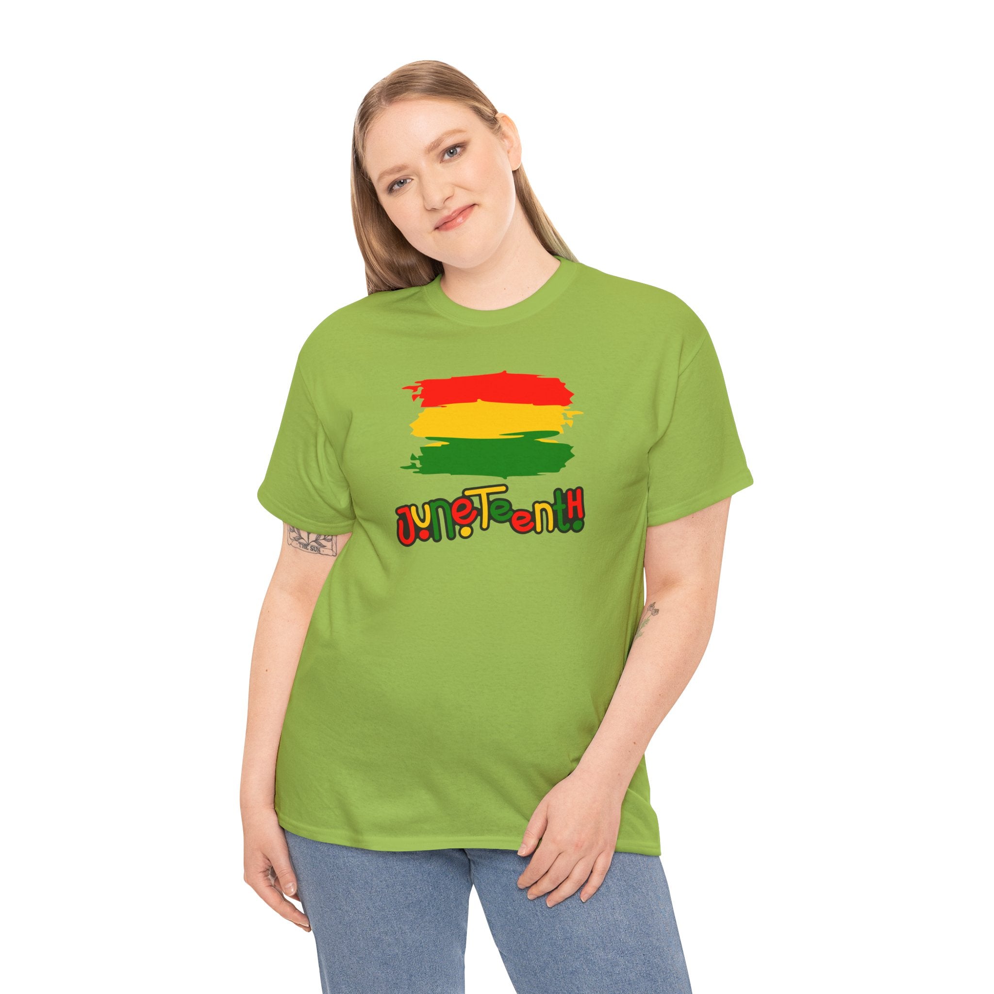 Juneteenth Graphic Tee — Rasta Flag Brushstroke Design