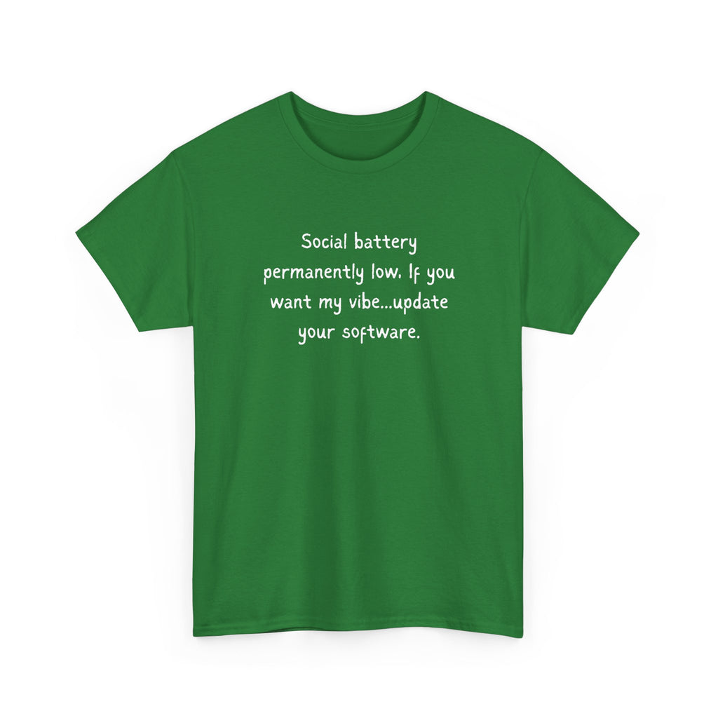 Social Battery Permanently Low Tee — Introvert Humor Cotton T-Shirt