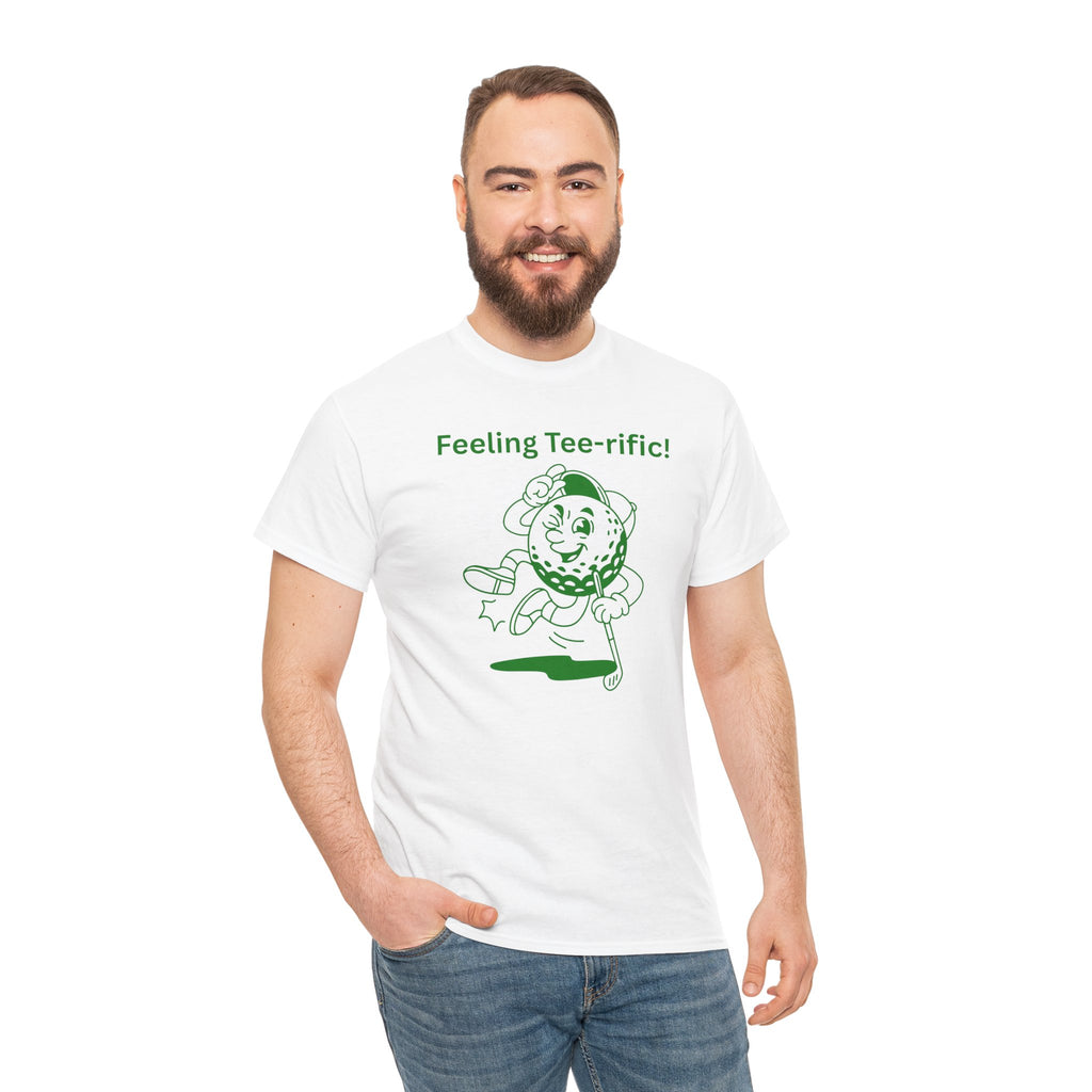 Golf Tee T-Shirt — "Feeling Tee-rific!" Vintage Golf Character Shirt