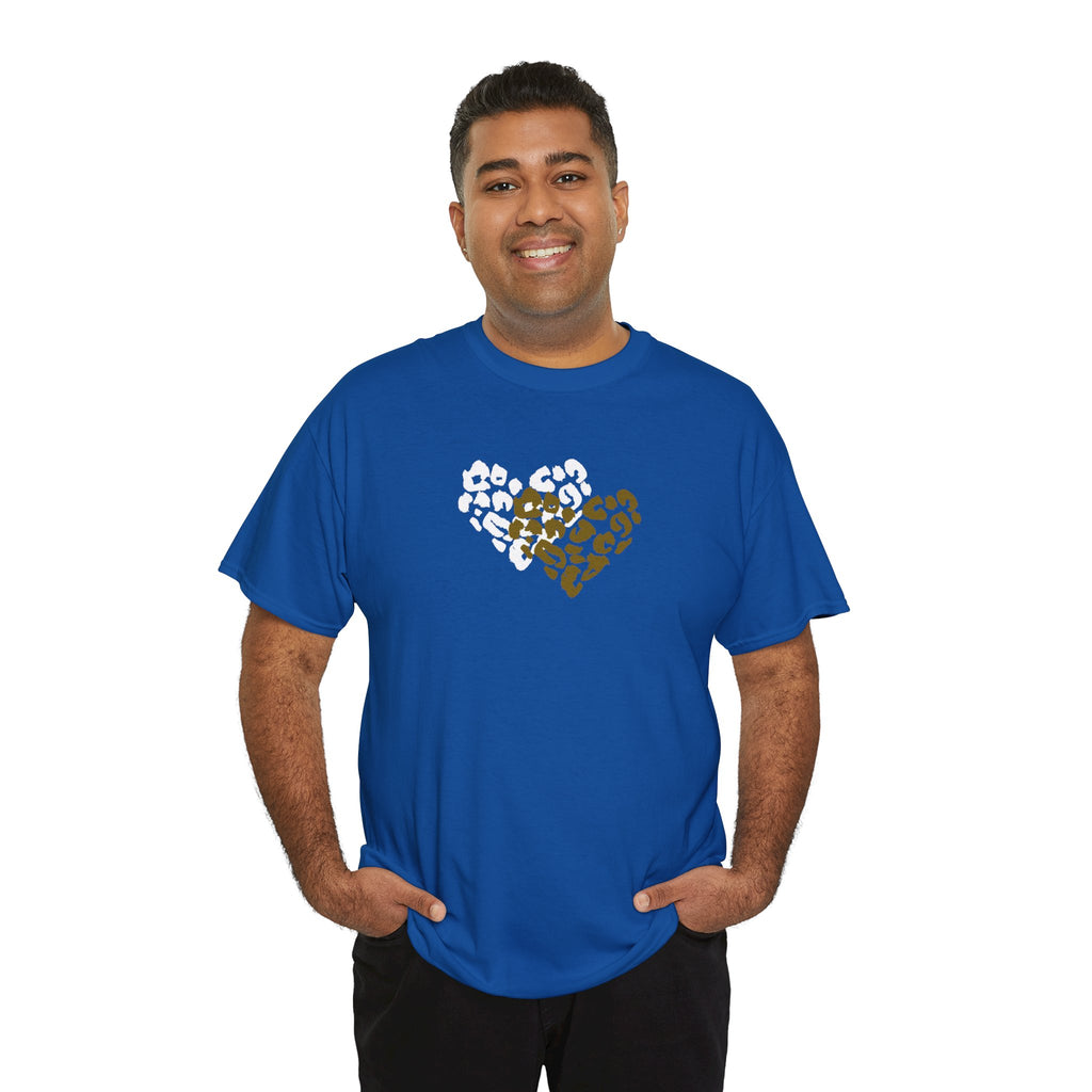 Leopard Heart Graphic Tee — Two-Tone Animal Print Heart T-Shirt
