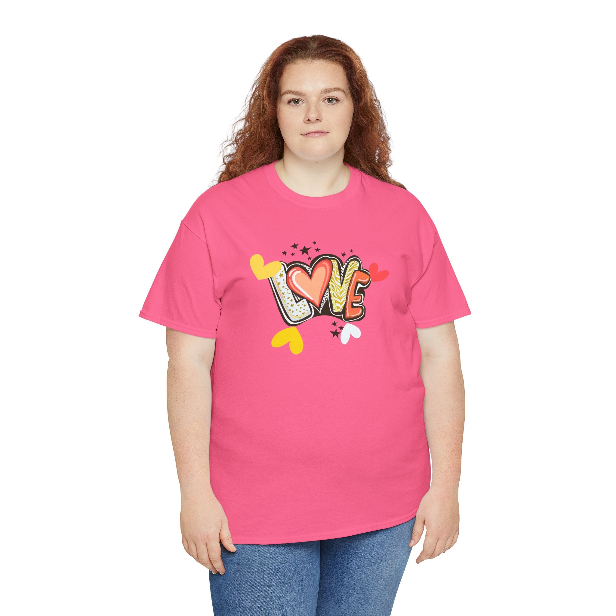 Love Heart Graphic Tee — Retro Doodle "LOVE" Design