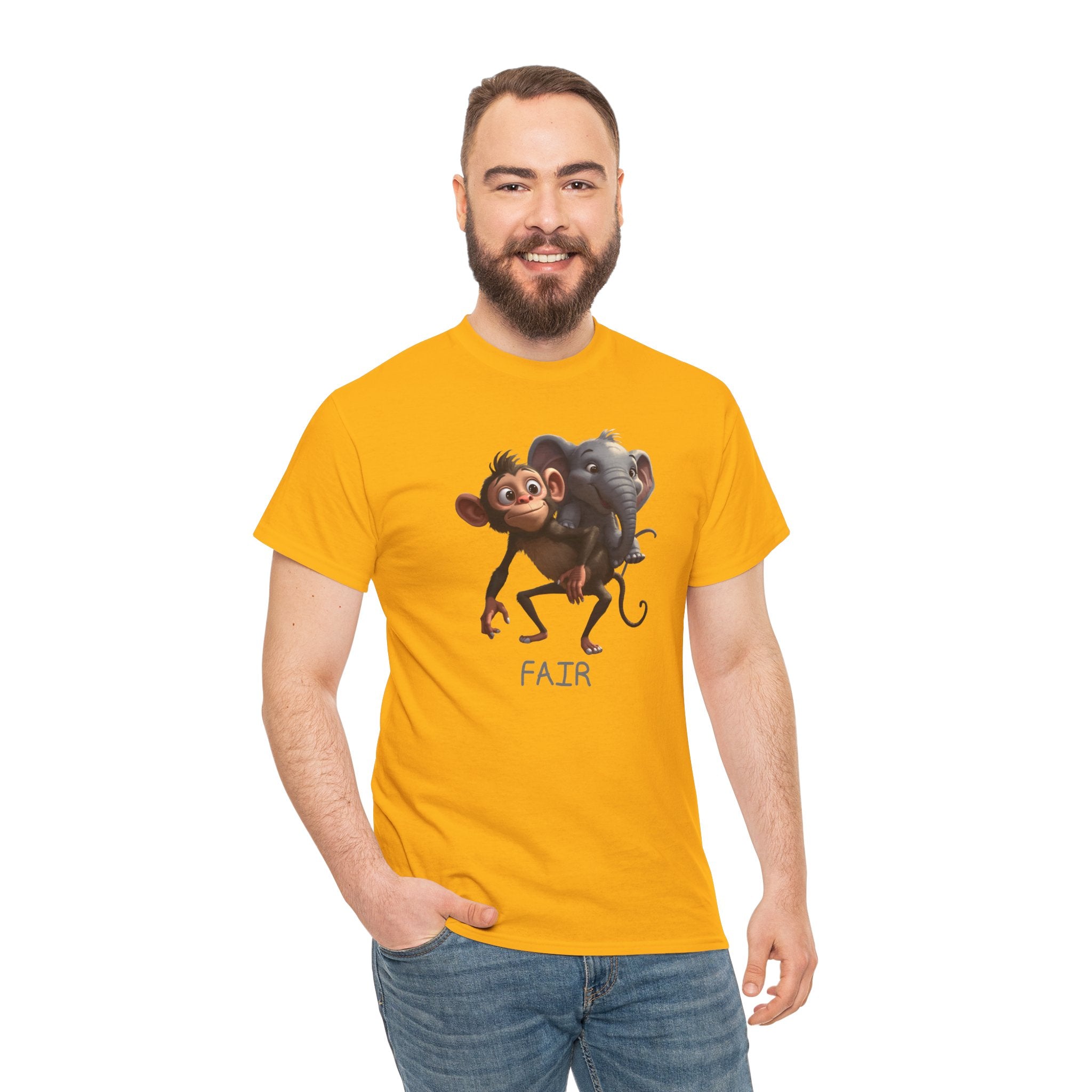 Monkey and Elephant 'Fair' Graphic Tee — Cute Animal Friendship T-Shirt