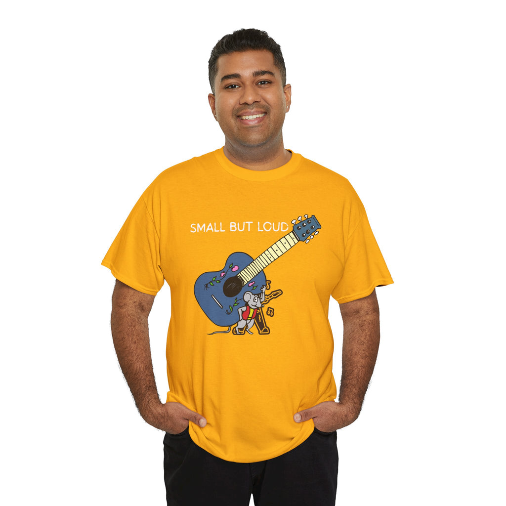 T-Shirt — "Small But Loud" Cute Mouse with Guitar Graphic