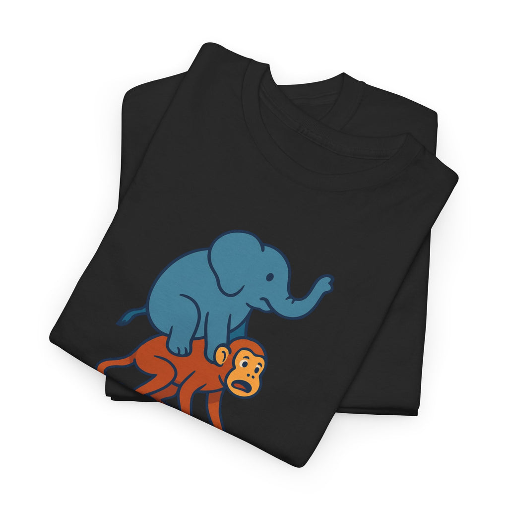 Funny Elephant Riding Monkey T-Shirt — "Send Help" Graphic Tee