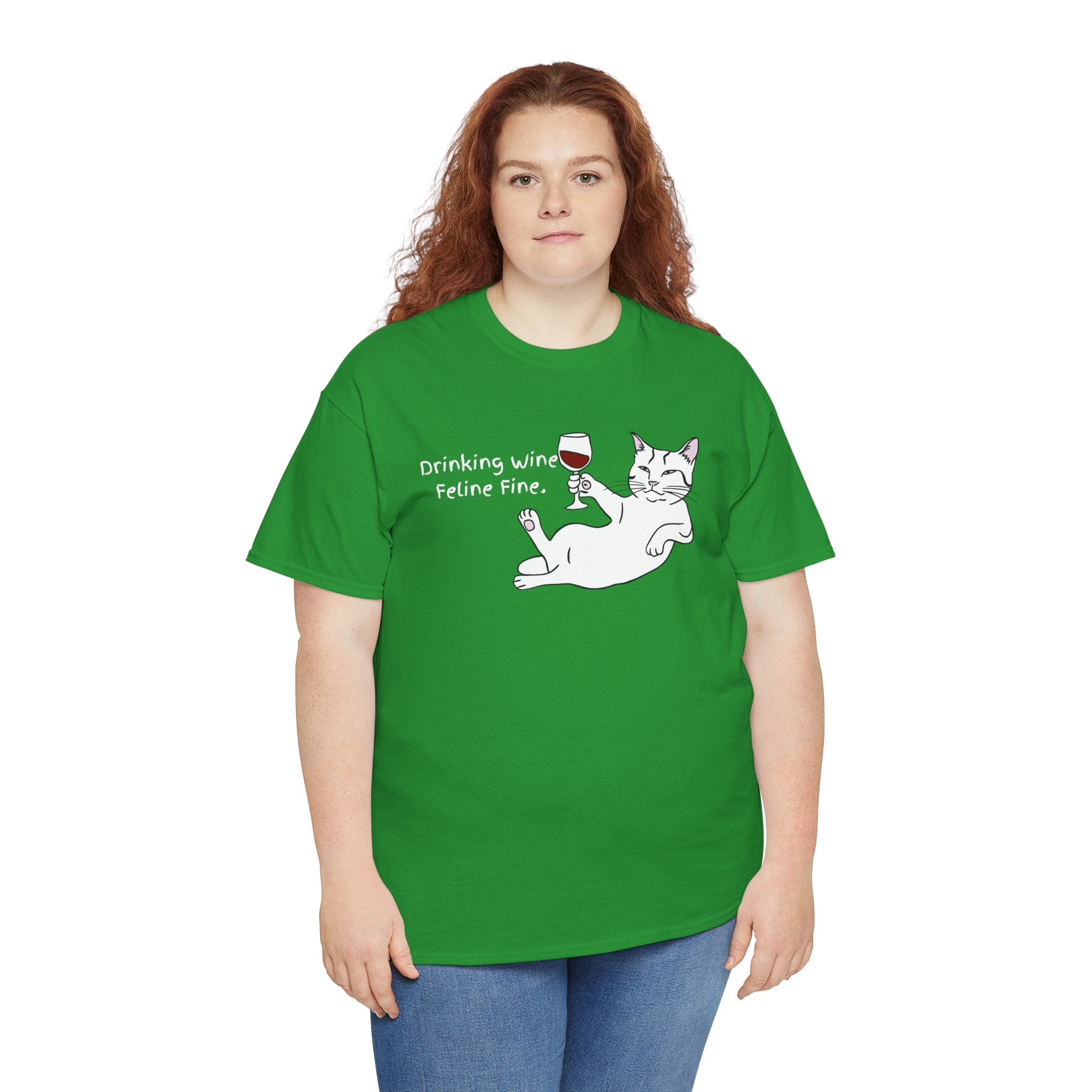 Drinking Wine, Feline Fine Cat Tee