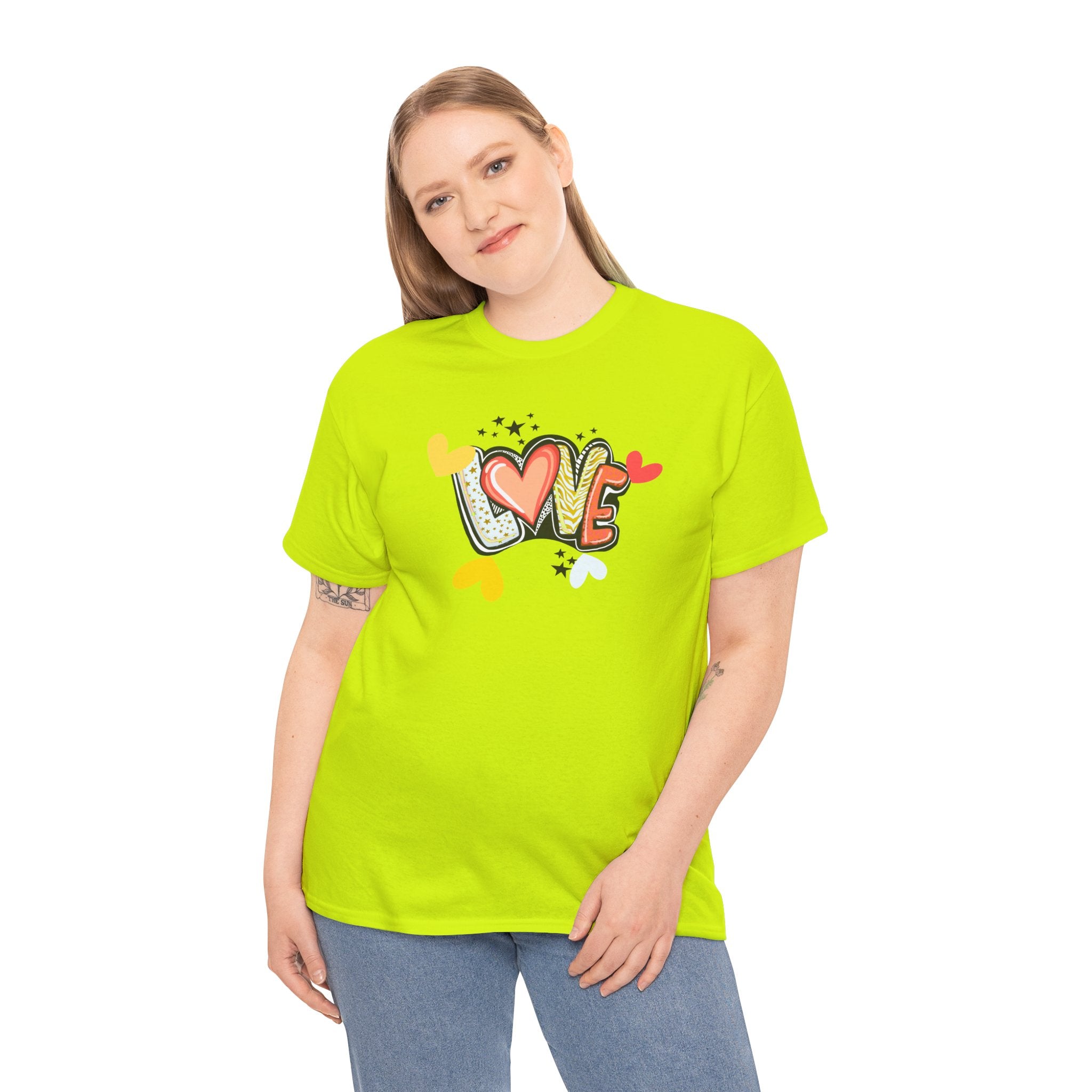 Love Heart Graphic Tee — Retro Doodle "LOVE" Design
