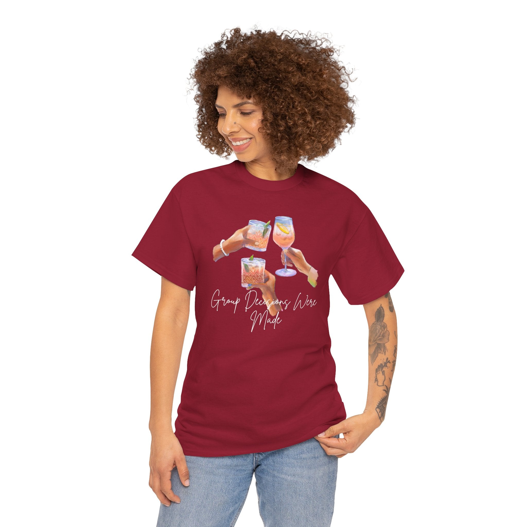 Cheers Wine T-Shirt — "Good Days Are Here" Toast Graphic Tee