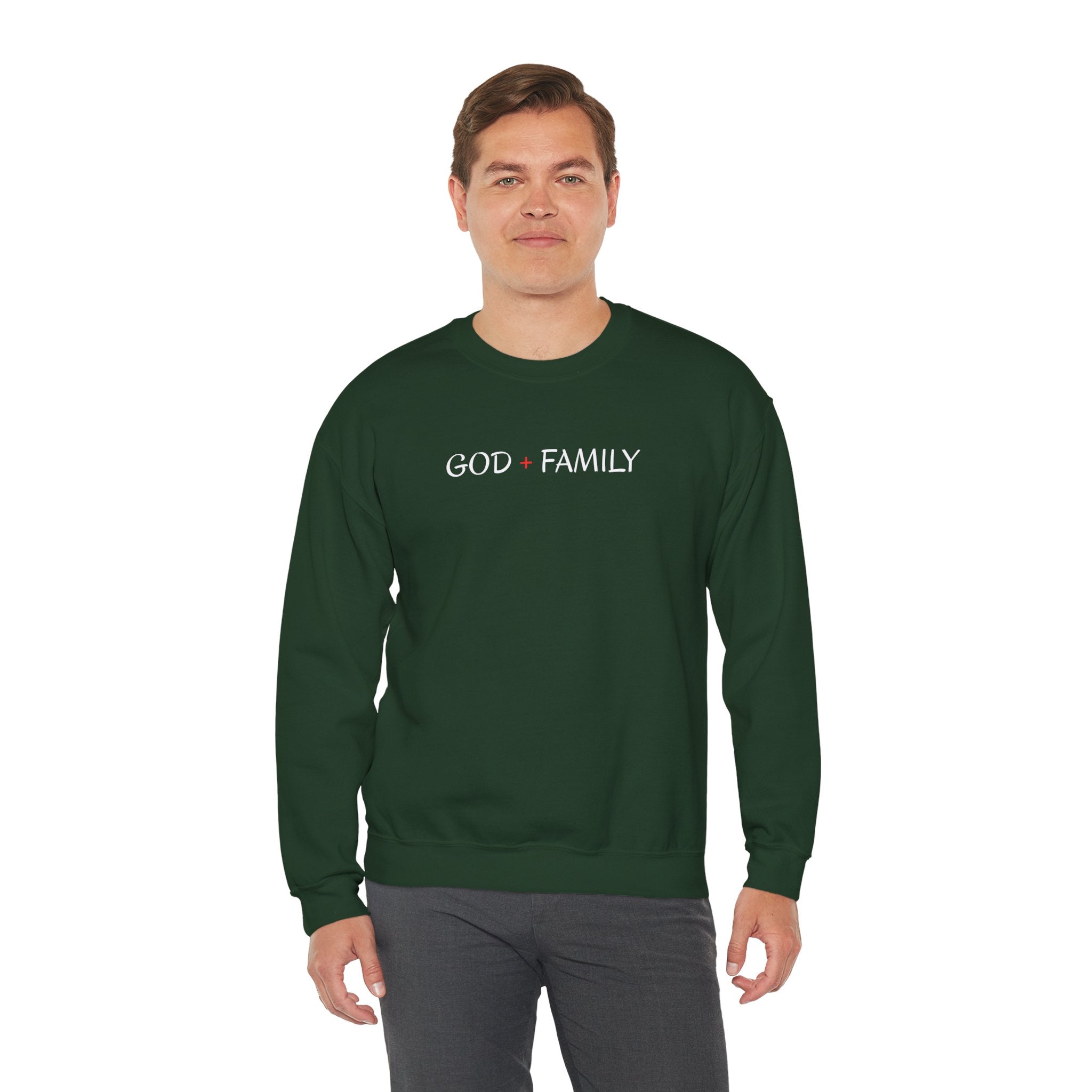God + Family Crewneck Sweatshirt — Faith-Based Family Pullover