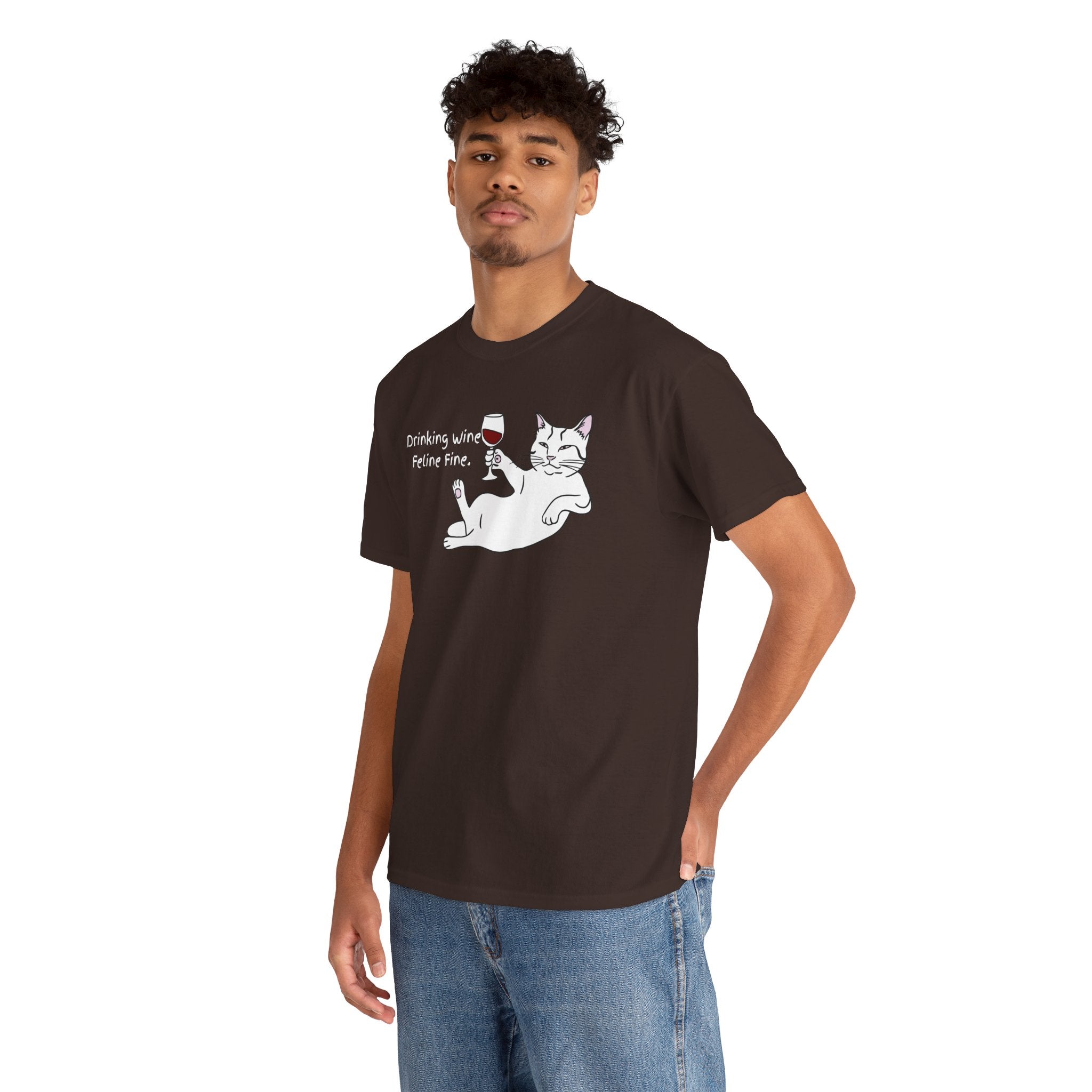Drinking Wine, Feline Fine Cat Tee