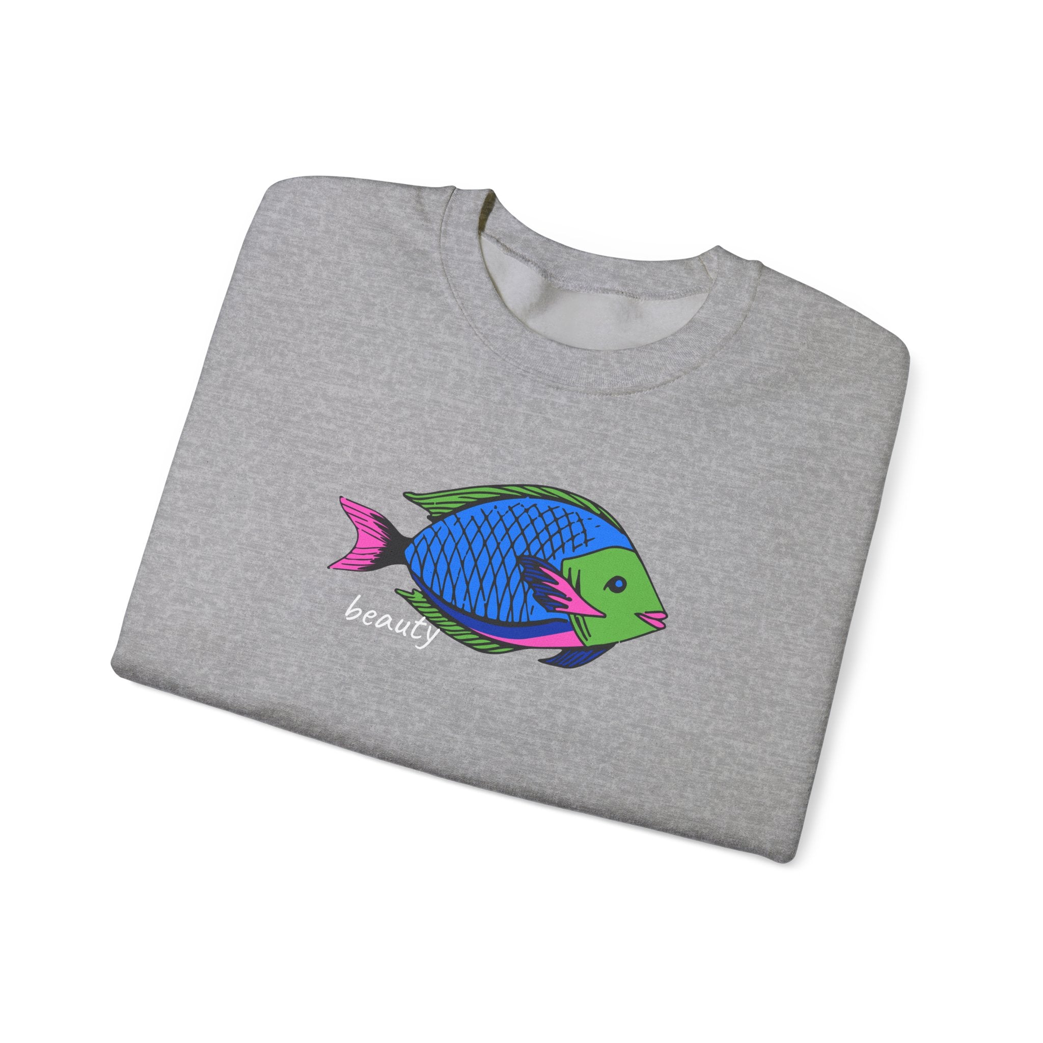 Fish Graphic Sweatshirt — Neon Tropical Fish 'beauty' Crewneck