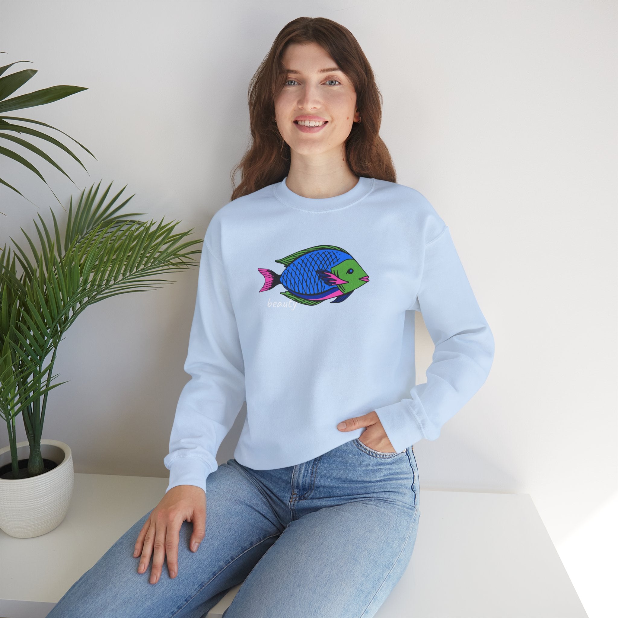 Fish Graphic Sweatshirt — Neon Tropical Fish 'beauty' Crewneck