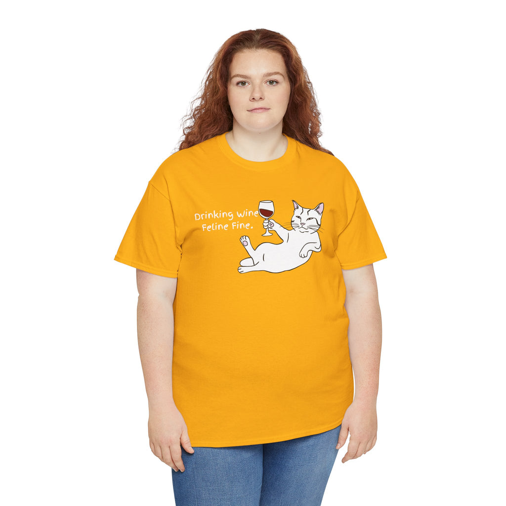 Drinking Wine, Feline Fine Cat Tee