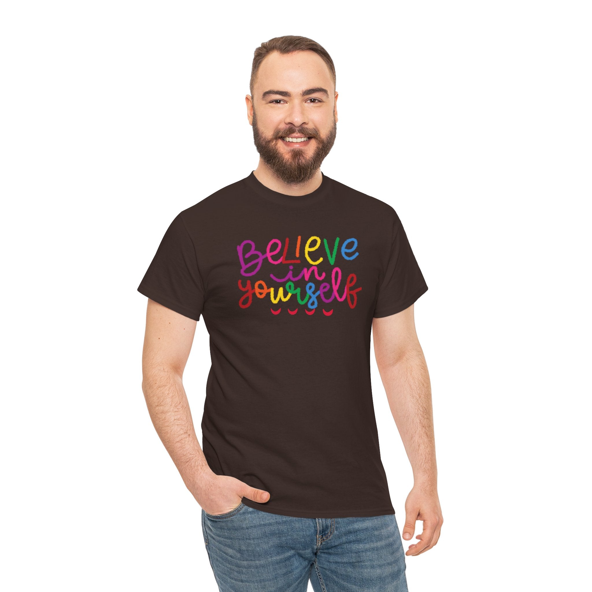 Believe in Yourself Tee — Rainbow Inspirational Motivational Shirt