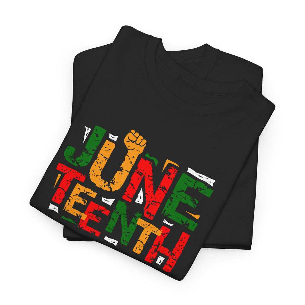 Juneteenth Celebration T-Shirt — "Made Us Stronger" Floral Block Letter Tee
