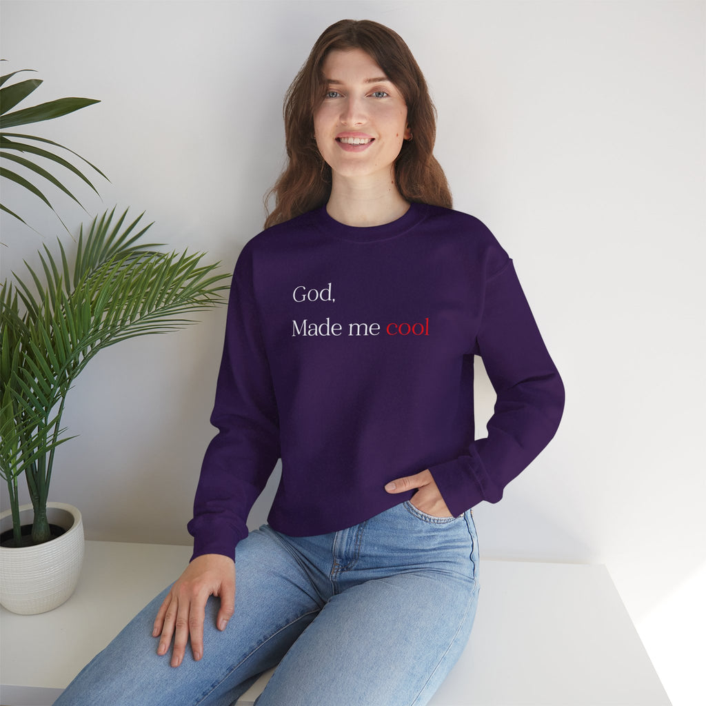 Sweatshirt — "God. Made Me Cool" Minimal Faith Crewneck