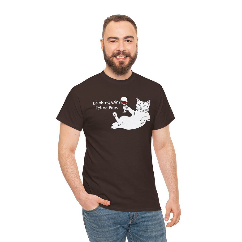 Drinking Wine, Feline Fine Cat Tee