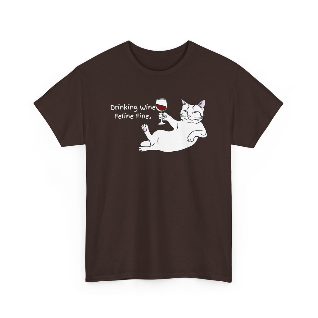 Drinking Wine, Feline Fine Cat Tee