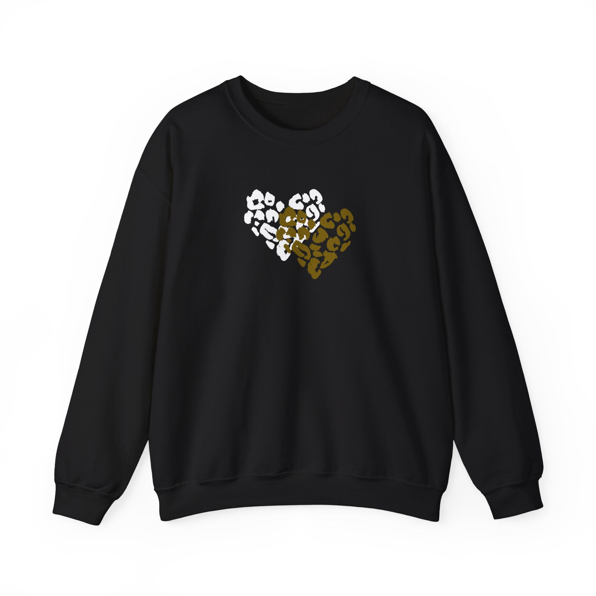 Leopard Heart Crewneck Sweatshirt – Split Gold & White Animal Print Heart