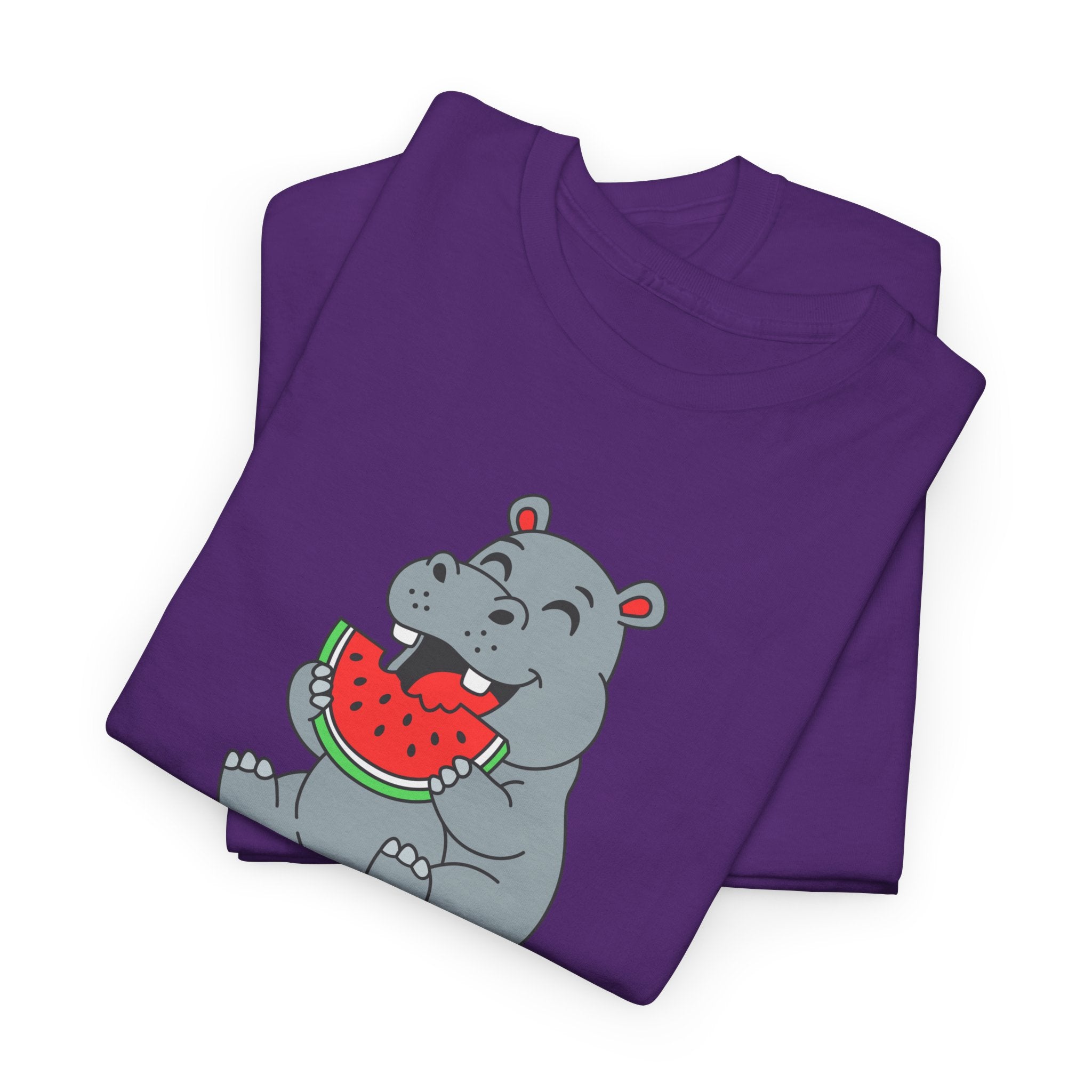 Hippo Eating Watermelon Tee — "Gone in Seconds" Cute Animal Graphic Shirt