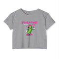 Pickleball Festival Crop Top — Cute Pickle Character Graphic Tee for Women
