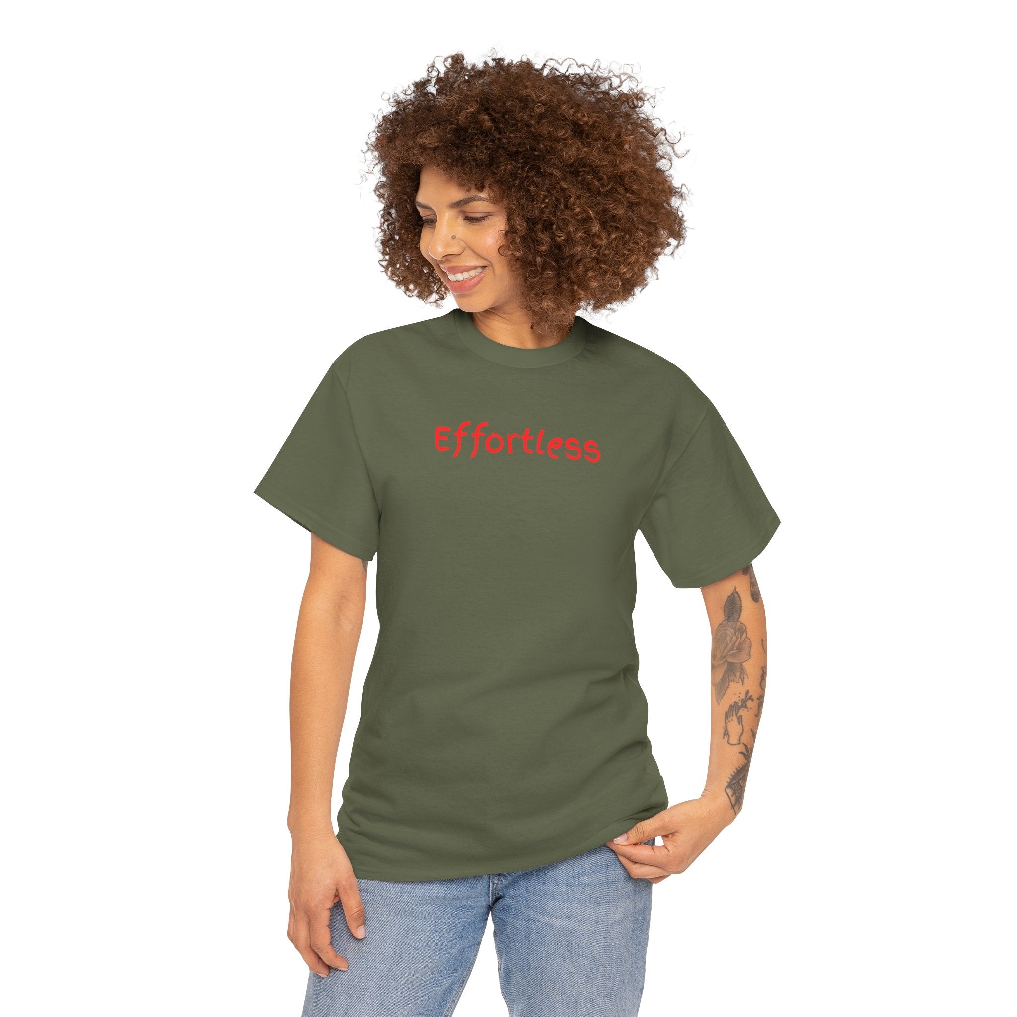 Effortless Tee — Minimal Red Script Graphic T-Shirt