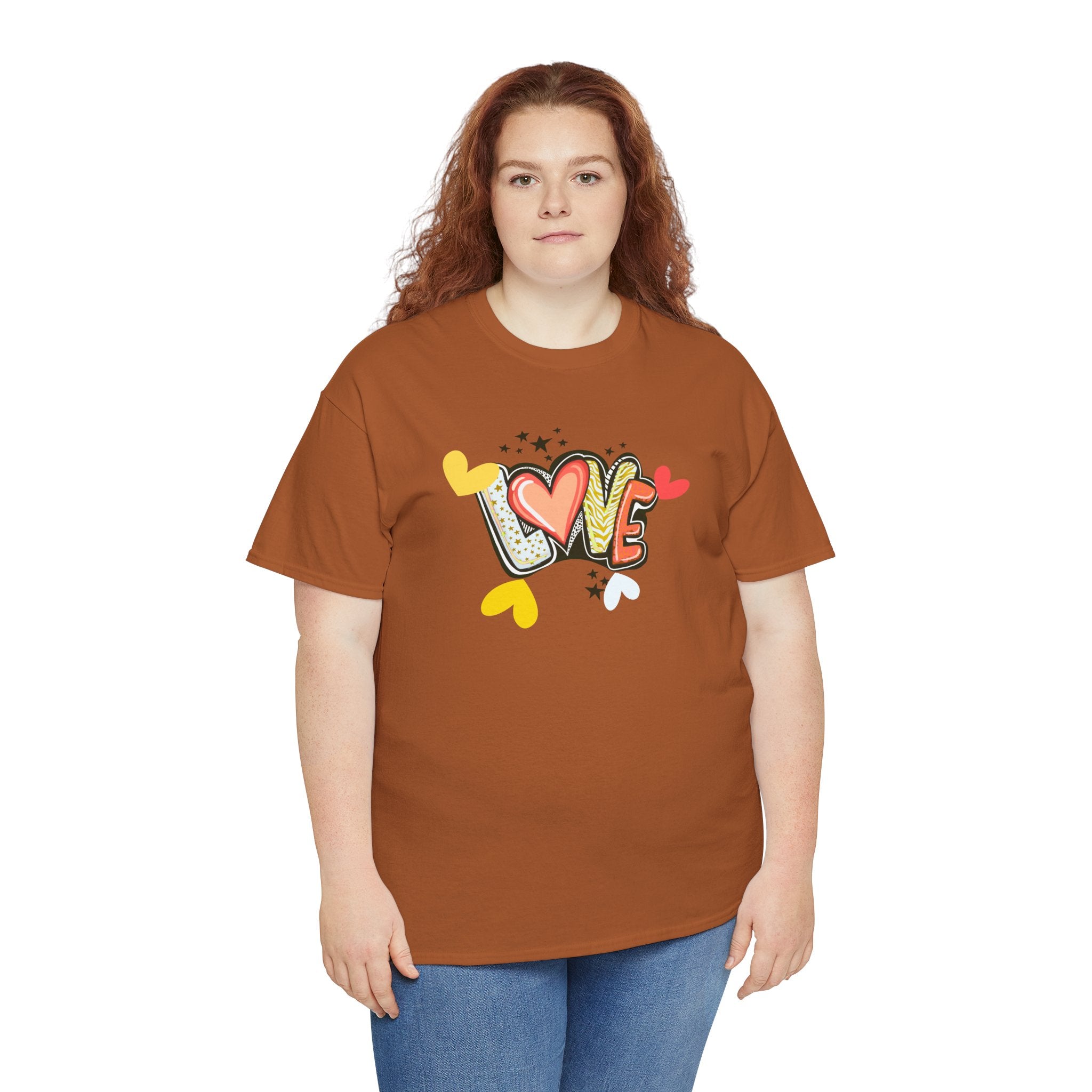 Love Heart Graphic Tee — Retro Doodle "LOVE" Design