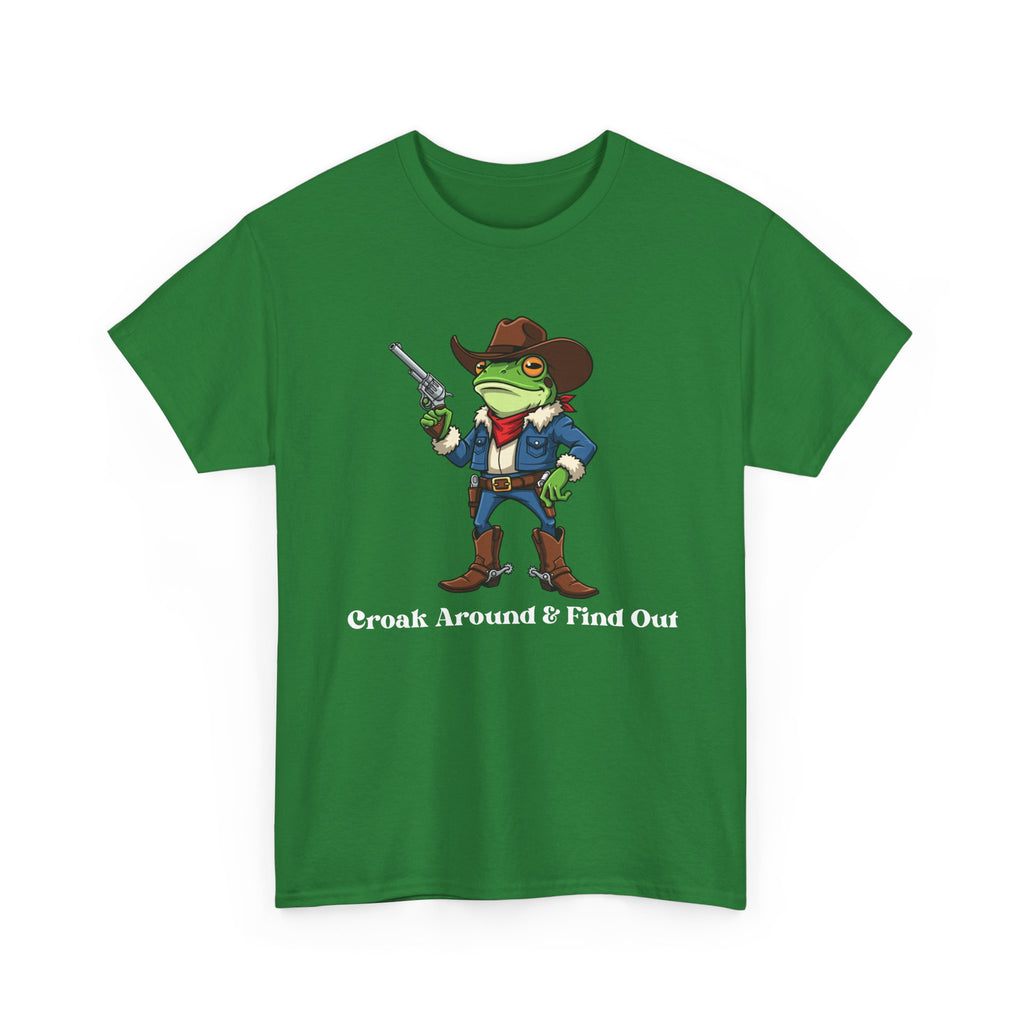 Cowboy Frog T-Shirt - "Croak Around & Find Out" Funny Western Graphic Tee