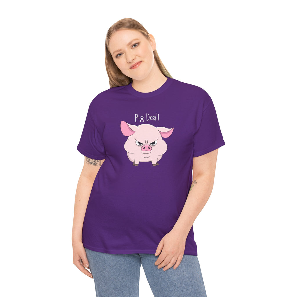 Pig Deal! Cute Angry Pig Graphic Tee — Funny Farm Animal T-Shirt