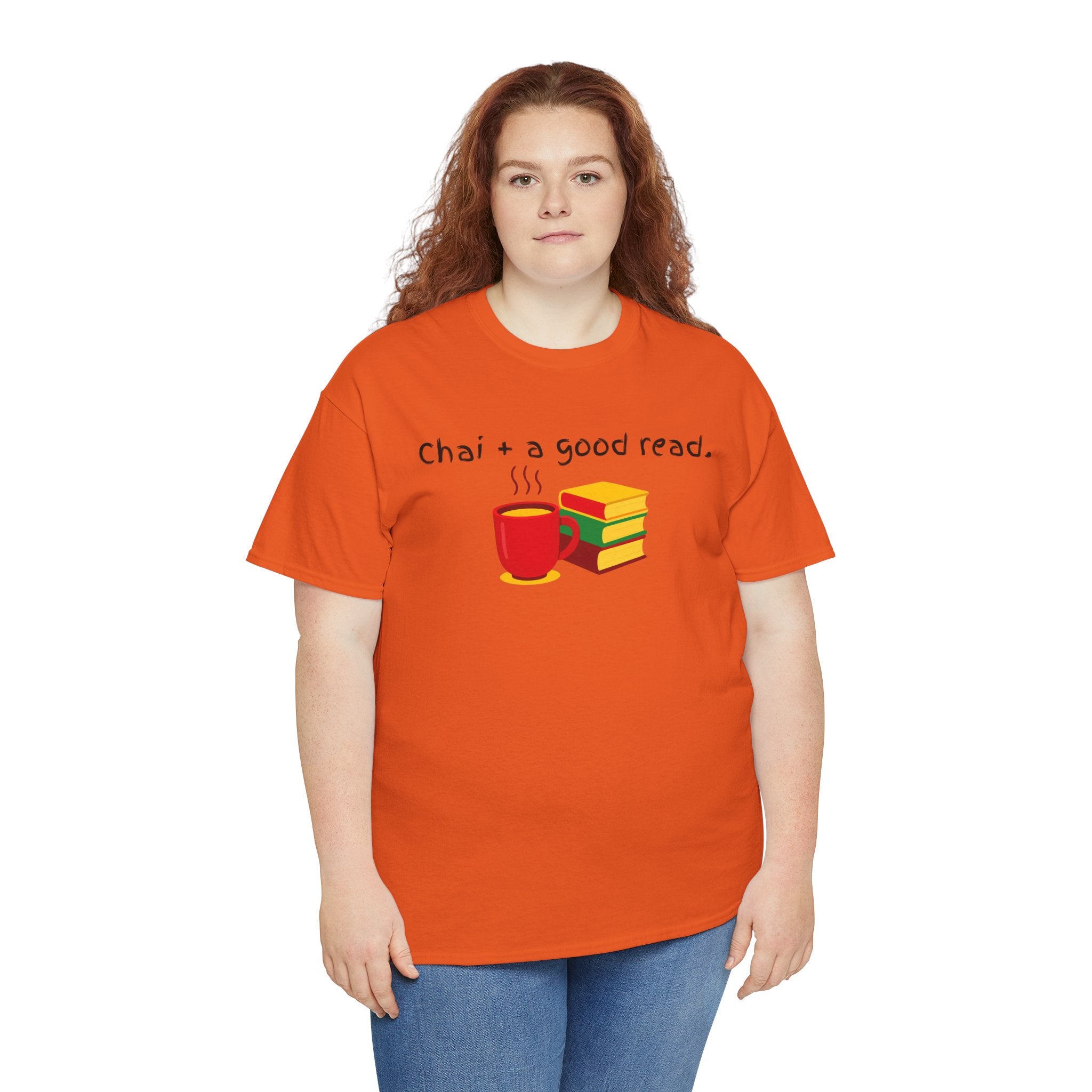 Chai + A Good Read T-Shirt — Tea & Books Graphic Tee for Book Lovers