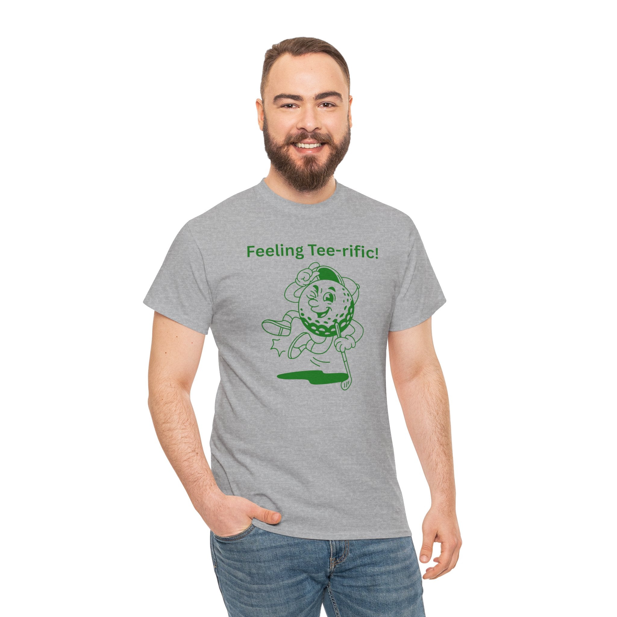 Golf Tee T-Shirt — "Feeling Tee-rific!" Vintage Golf Character Shirt
