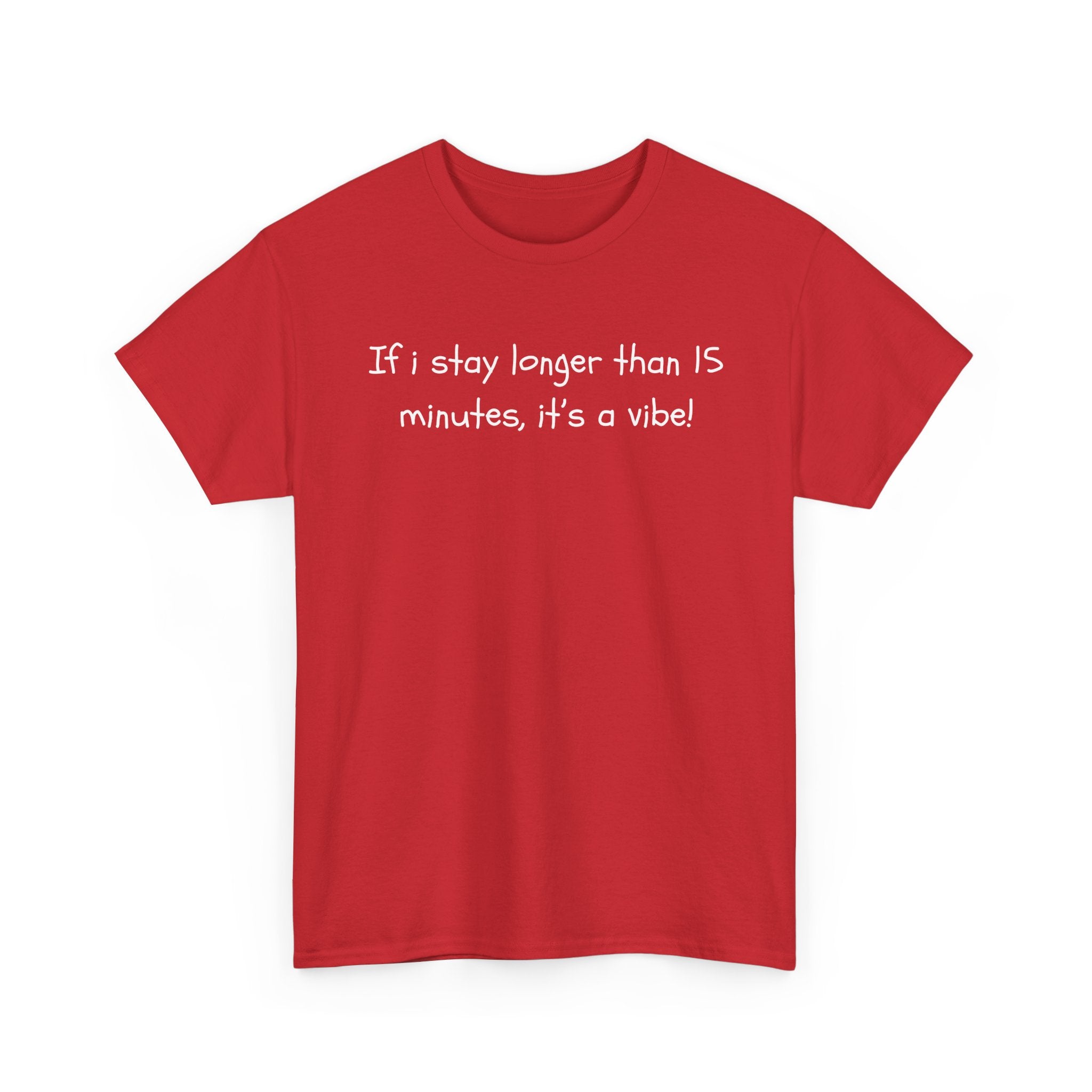 If I Stay Longer Than 15 Minutes It's a Vibe Tee — Funny Casual Graphic T-Shirt