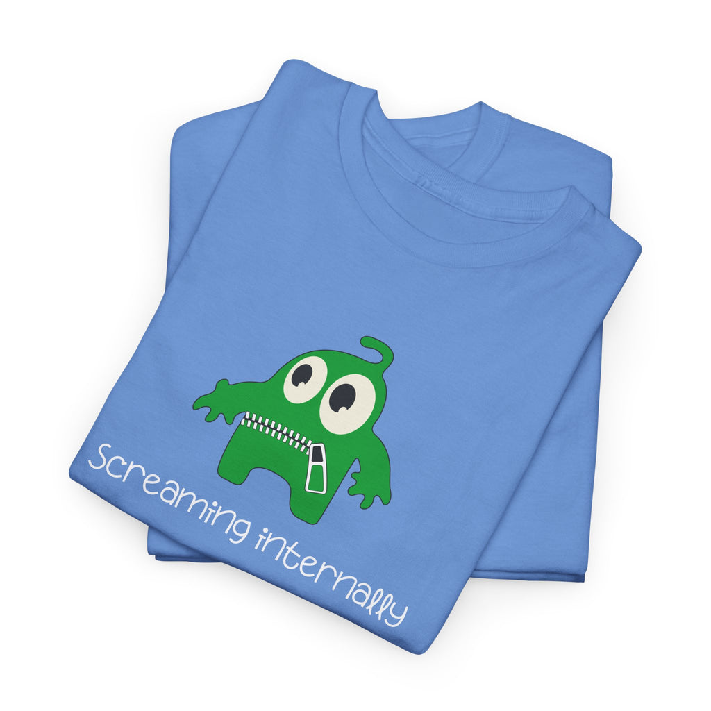 Screaming Internally Tee — Cute Green Monster Graphic Shirt