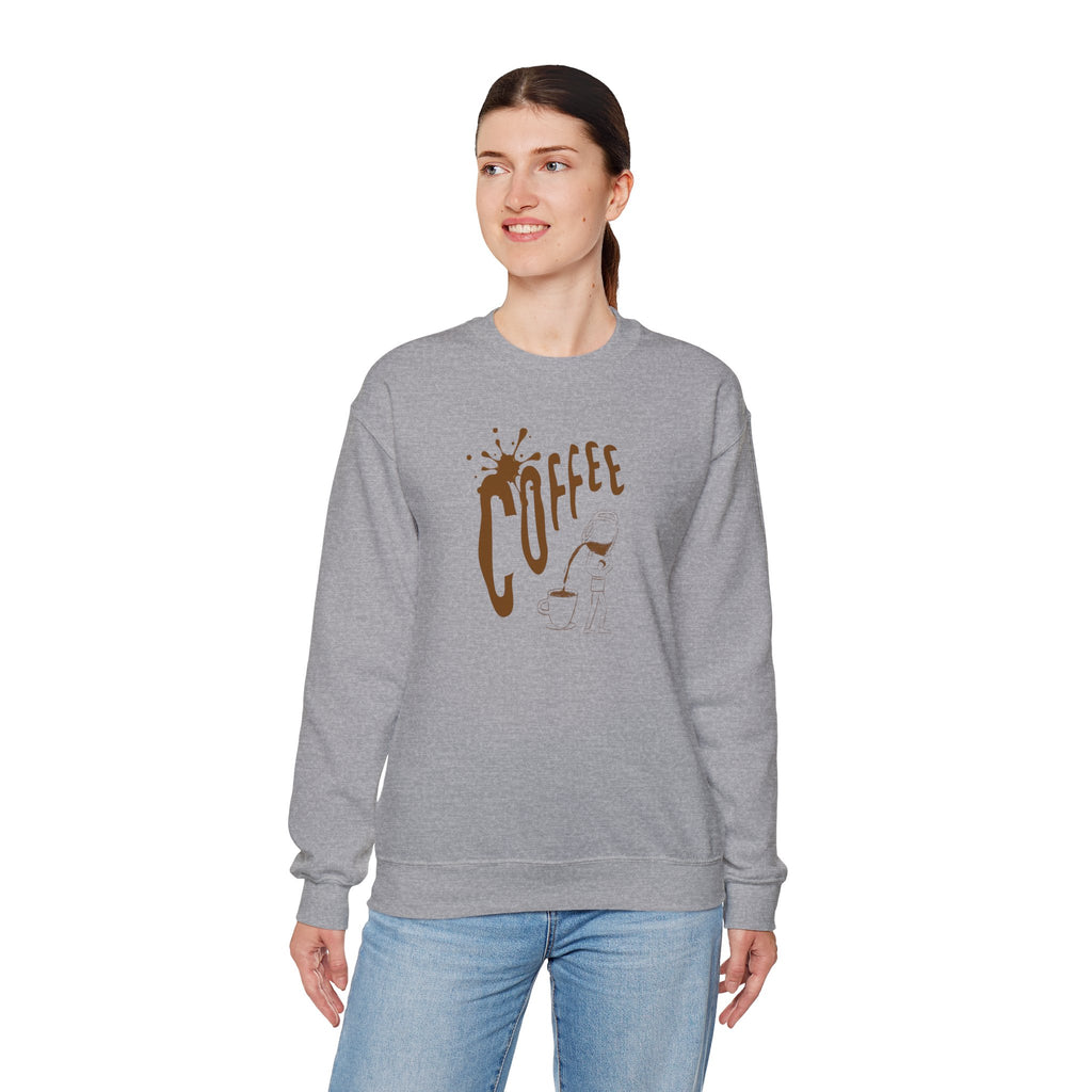 Coffee Lover Crewneck Sweatshirt — Retro Brown Coffee Graphic