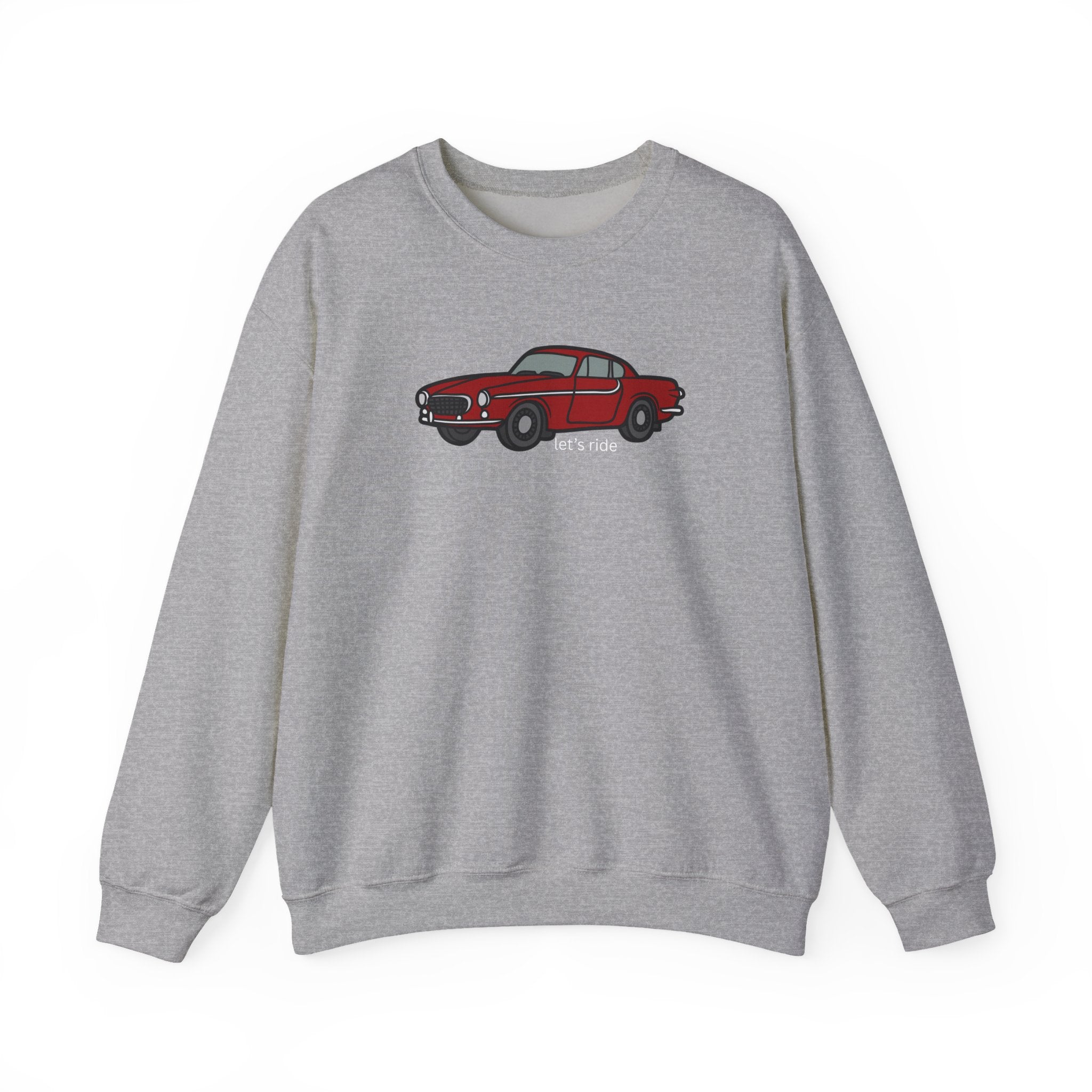 Classic Red Muscle Car Sweatshirt — “let’s ride” Crewneck