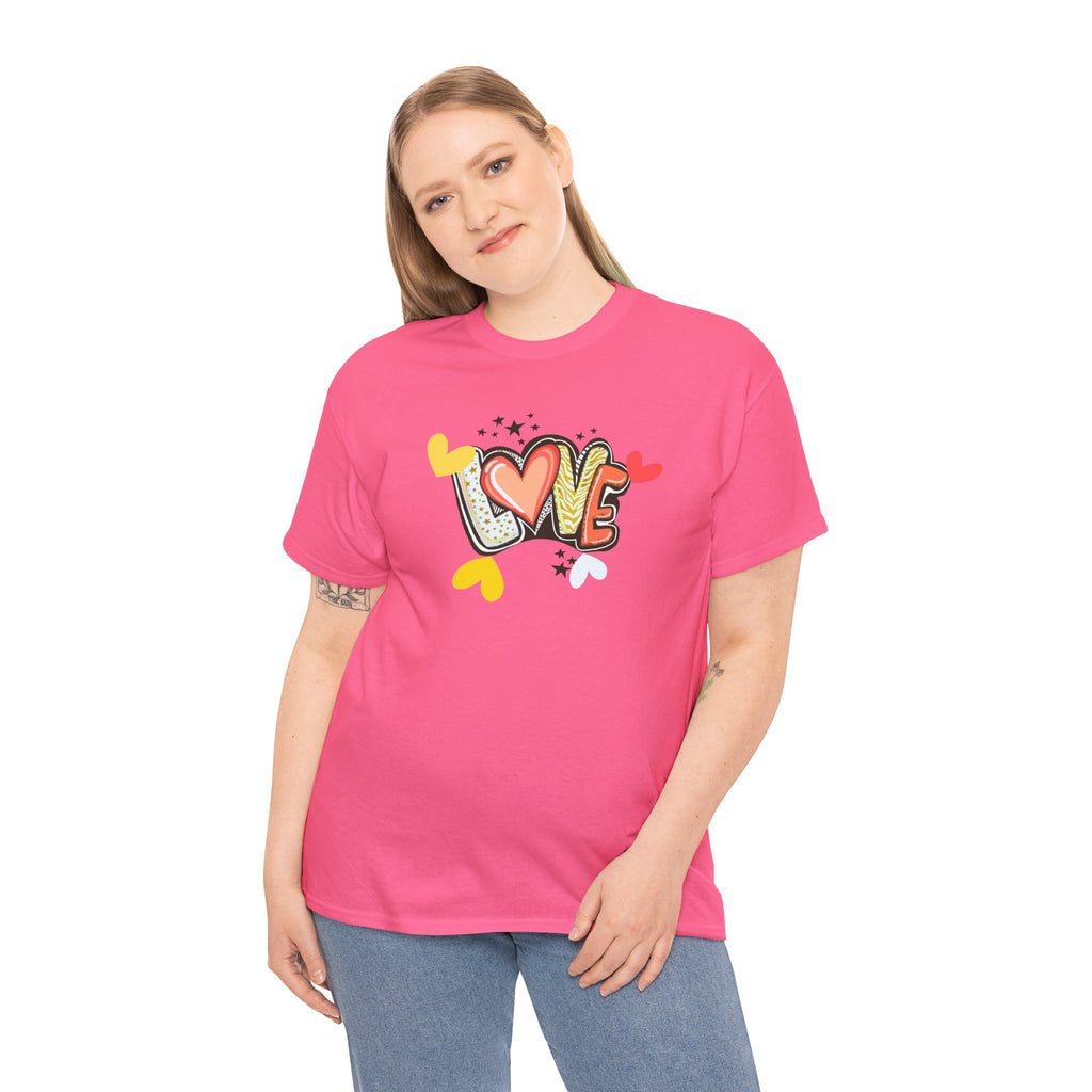 Love Heart Graphic Tee — Retro Doodle "LOVE" Design