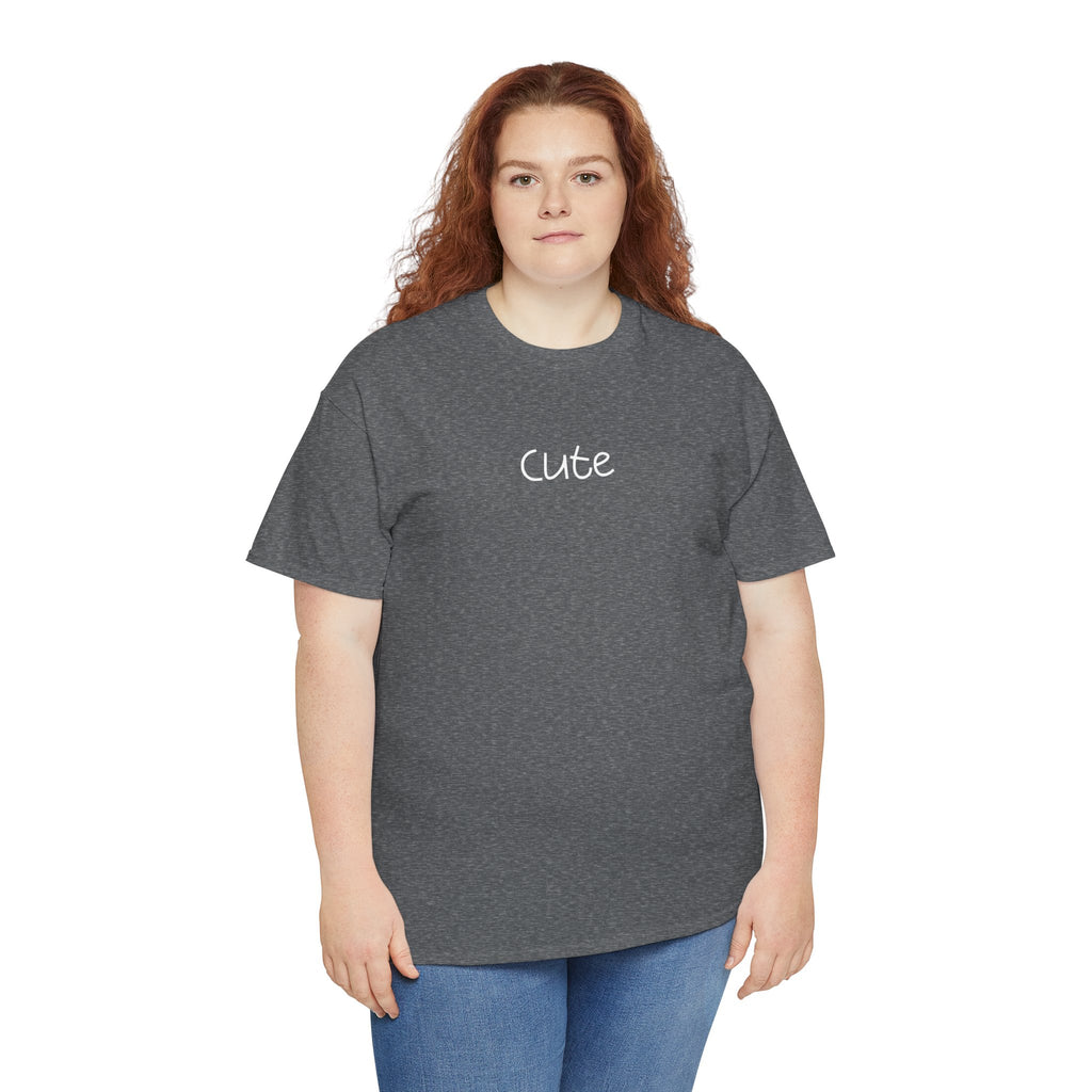 Cute Script T‑Shirt — Minimalist Casual Tee with 'Cute' Chest Print