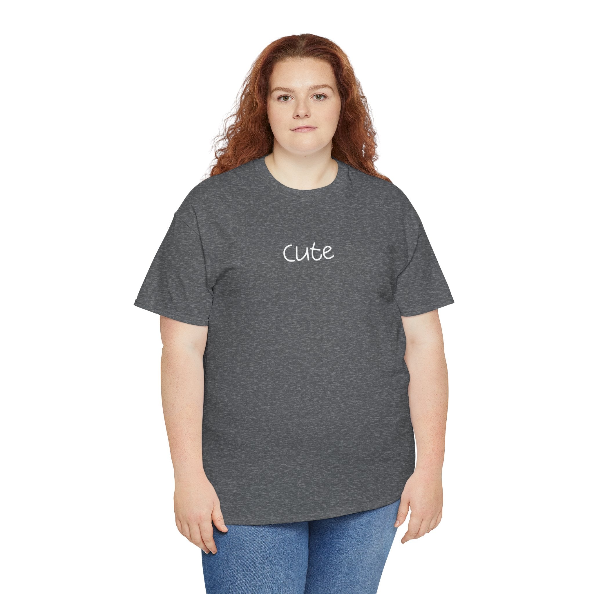 Cute Script T‑Shirt — Minimalist Casual Tee with 'Cute' Chest Print