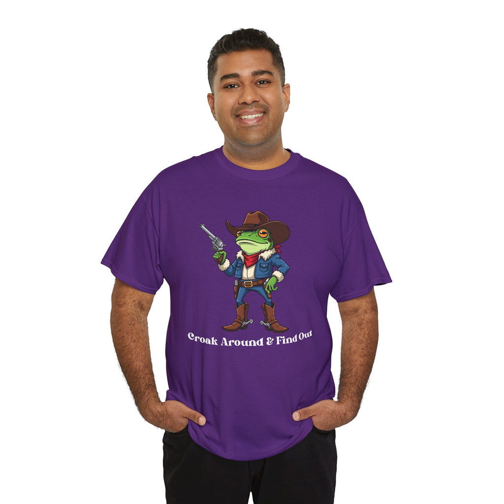 Cowboy Frog T-Shirt - "Croak Around & Find Out" Funny Western Graphic Tee