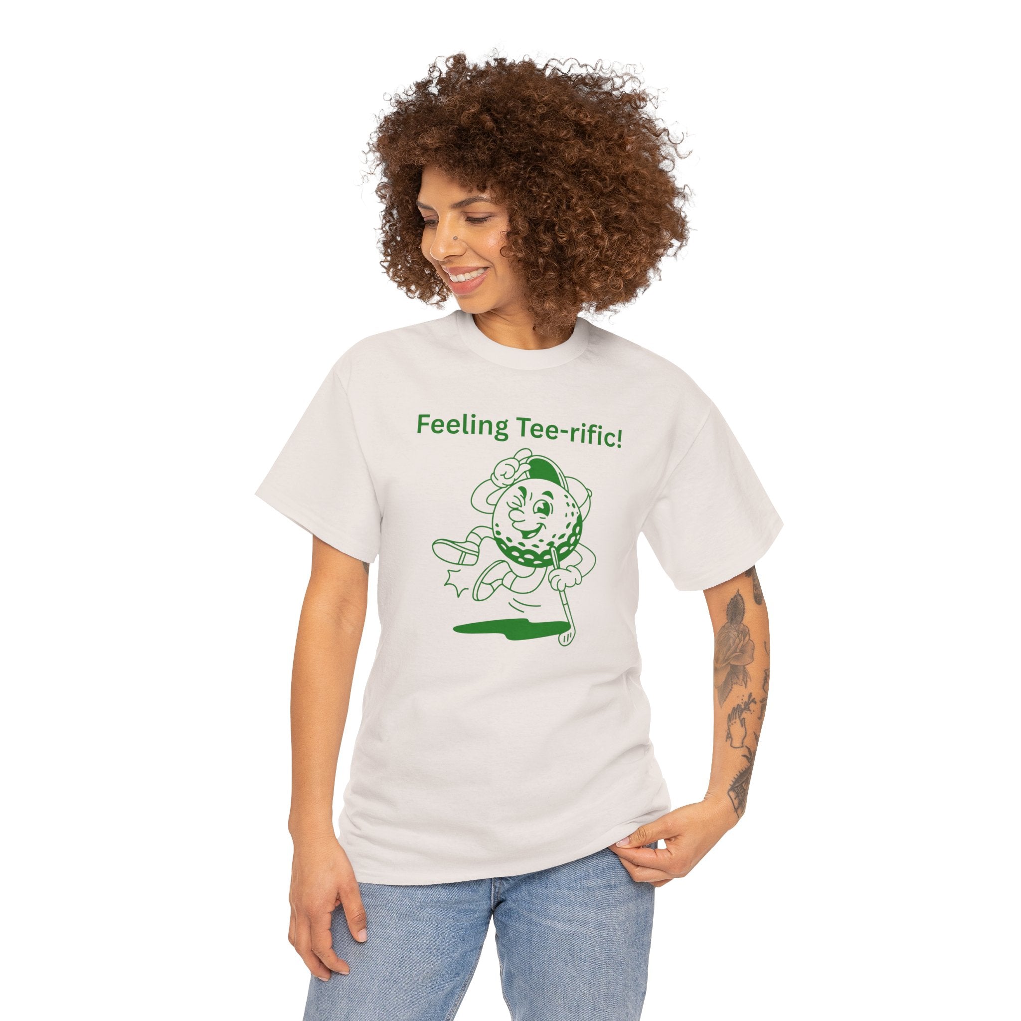 Golf Tee T-Shirt — "Feeling Tee-rific!" Vintage Golf Character Shirt
