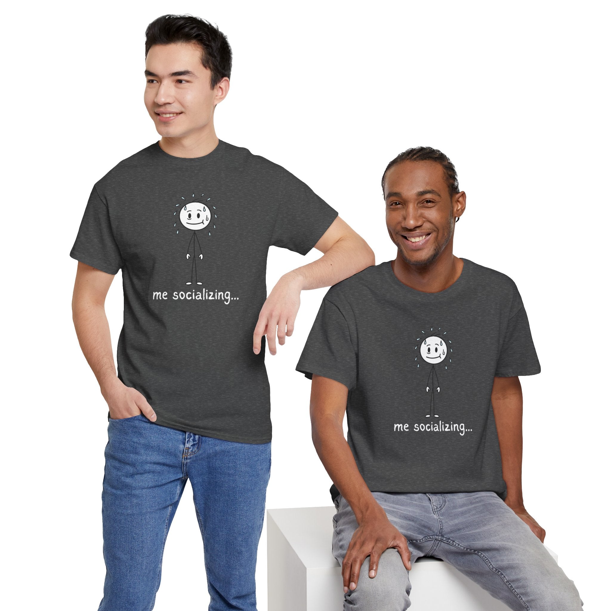 Me Socializing T-Shirt — Funny Introvert Stick Figure Tee