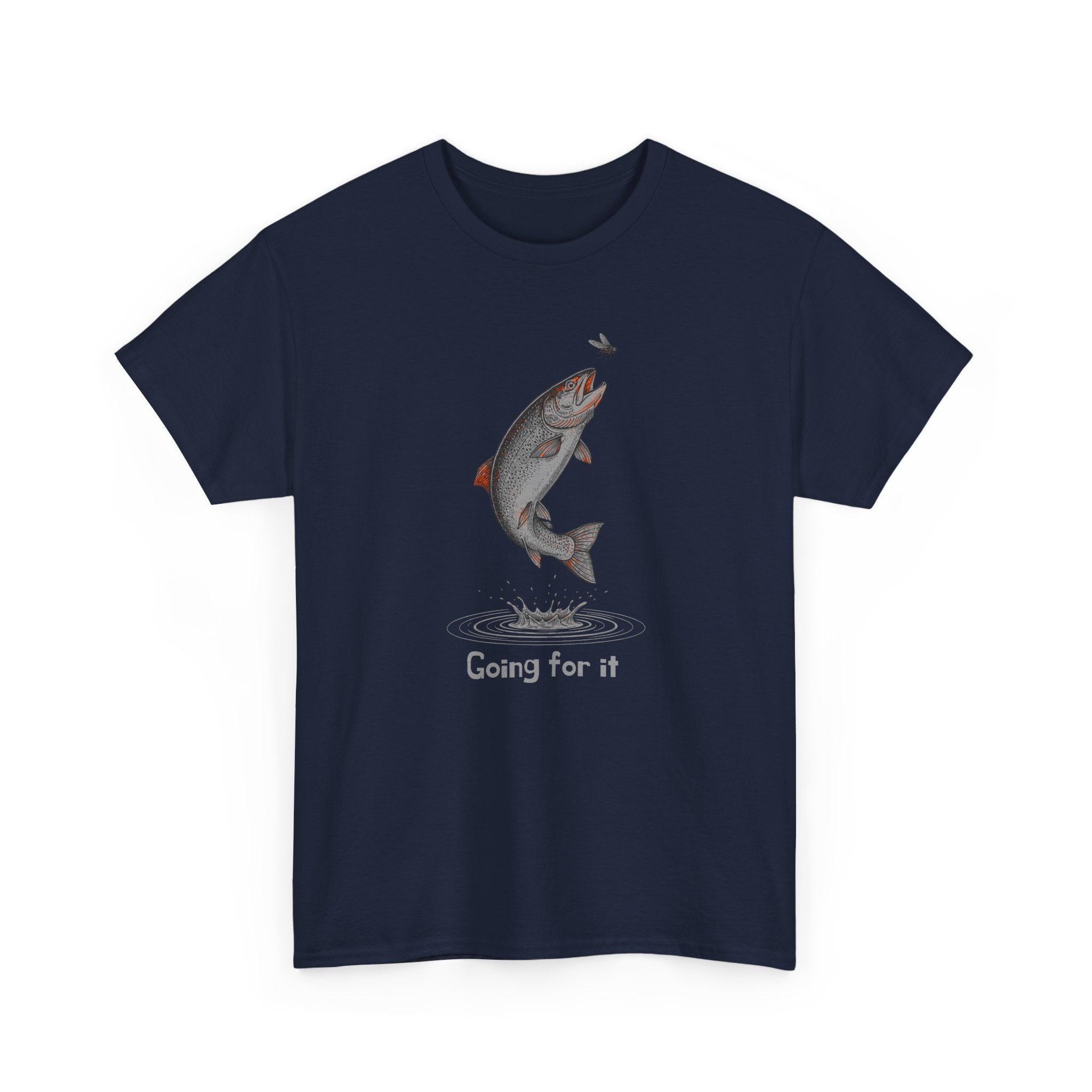 Fishing T‑Shirt — Leaping Trout 'Going for it' Graphic Tee