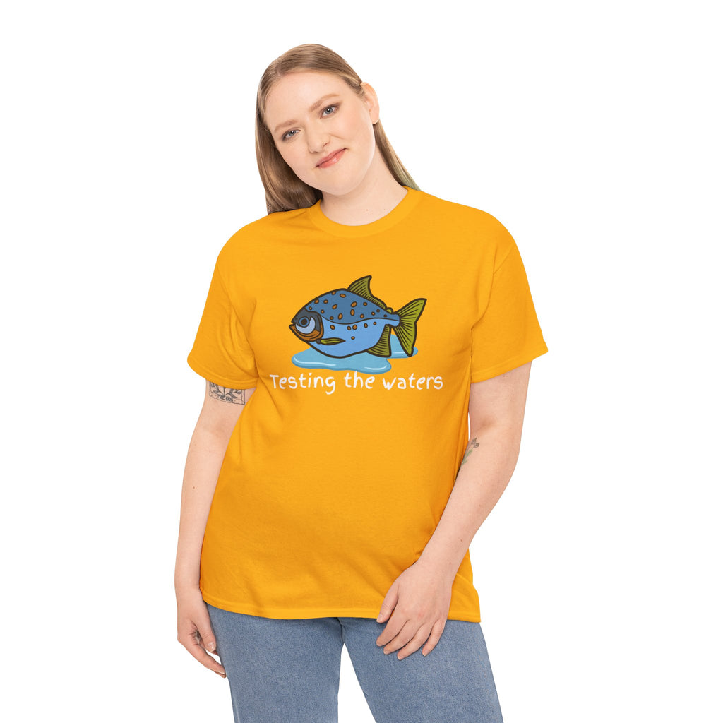 Fishing T‑Shirt — 'Testing the Waters' Blue Fish Tee