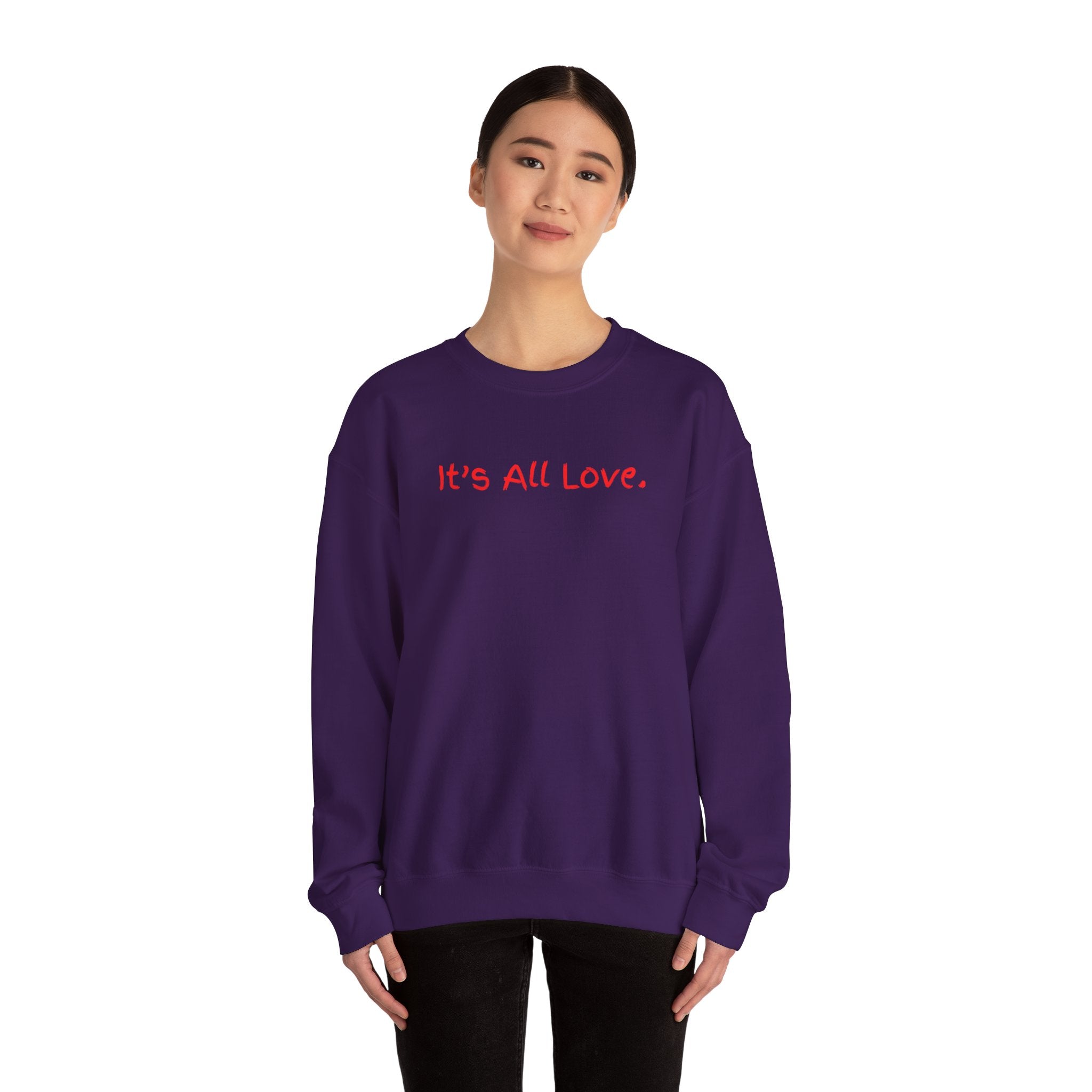 It's All Love Crewneck Sweatshirt — Casual Unisex Black Pullover