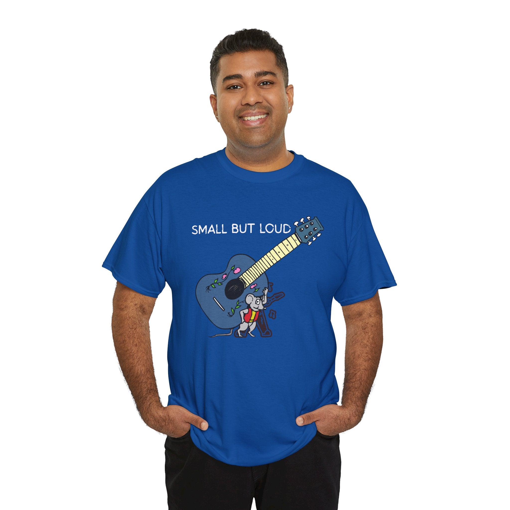 T-Shirt — "Small But Loud" Cute Mouse with Guitar Graphic