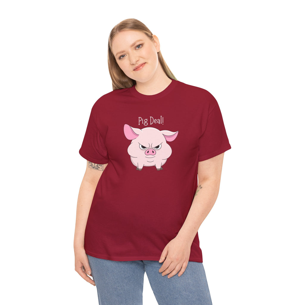 Pig Deal! Cute Angry Pig Graphic Tee — Funny Farm Animal T-Shirt