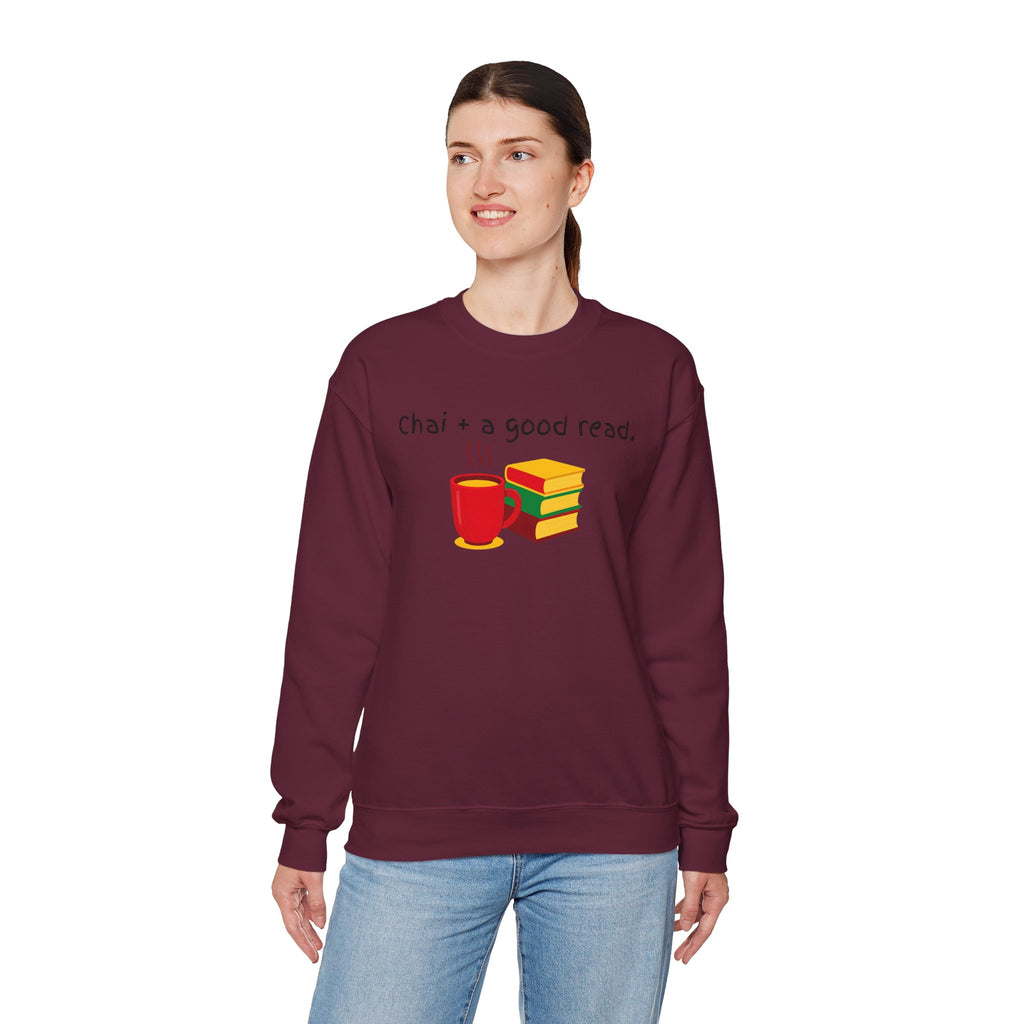 Cozy Reading Sweatshirt — "Chai + a Good Read" Crewneck