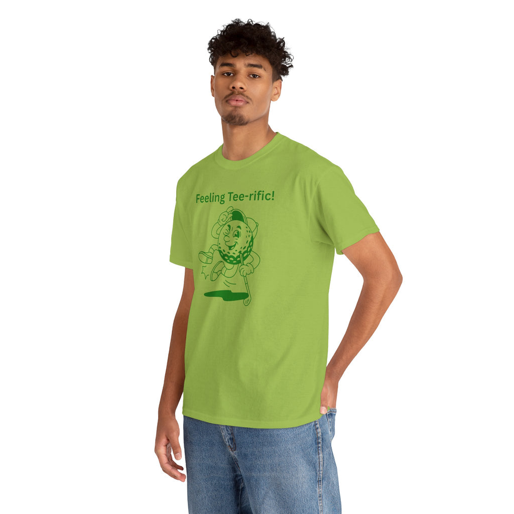 Golf Tee T-Shirt — "Feeling Tee-rific!" Vintage Golf Character Shirt