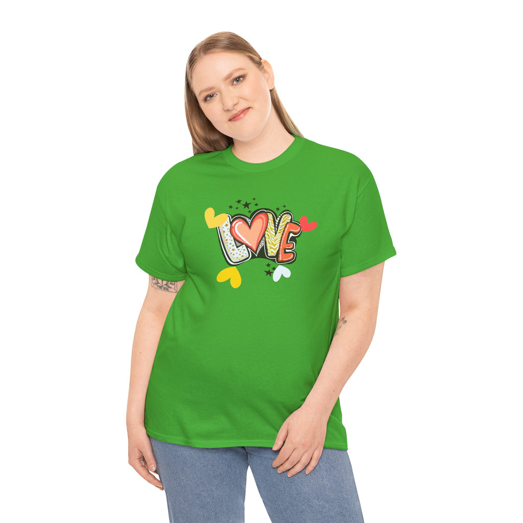 Love Heart Graphic Tee — Retro Doodle "LOVE" Design